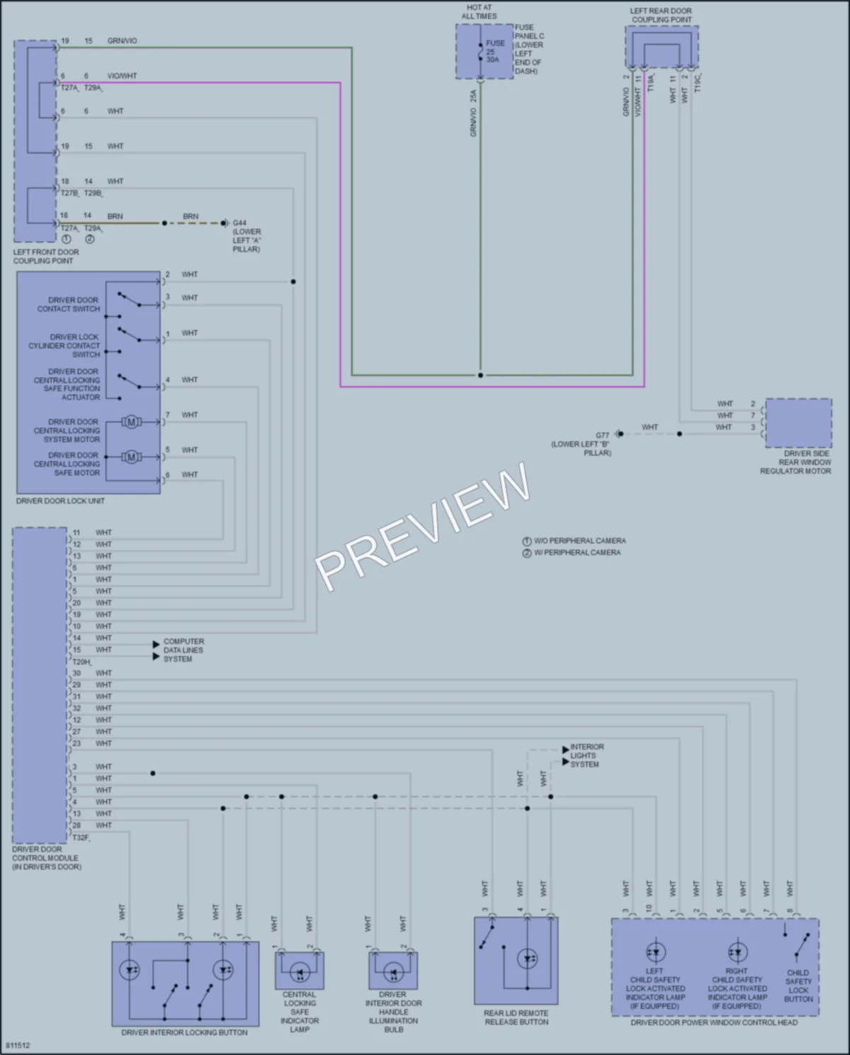 2022 Volkswagen Tiguan Power Door Locks wiring diagram preview
