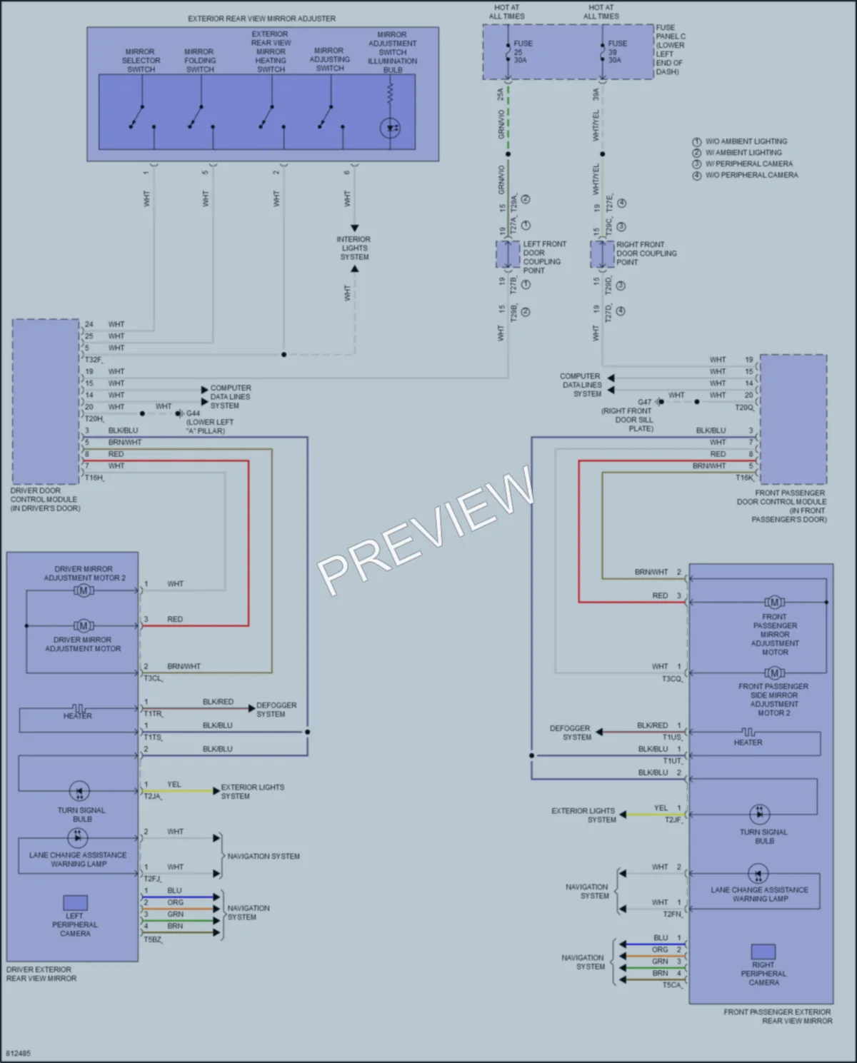 2022 Volkswagen Tiguan Power Mirrors wiring diagram preview