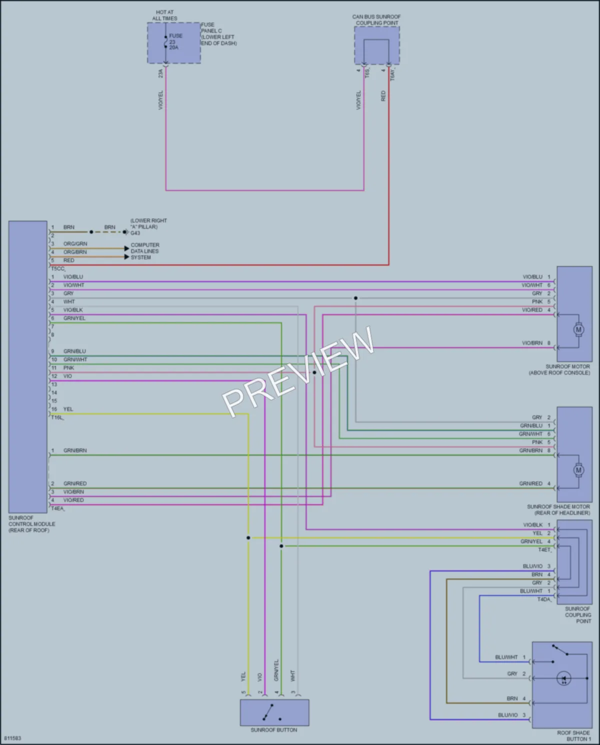 2022 Volkswagen Tiguan Power Top Sunroof wiring diagram preview