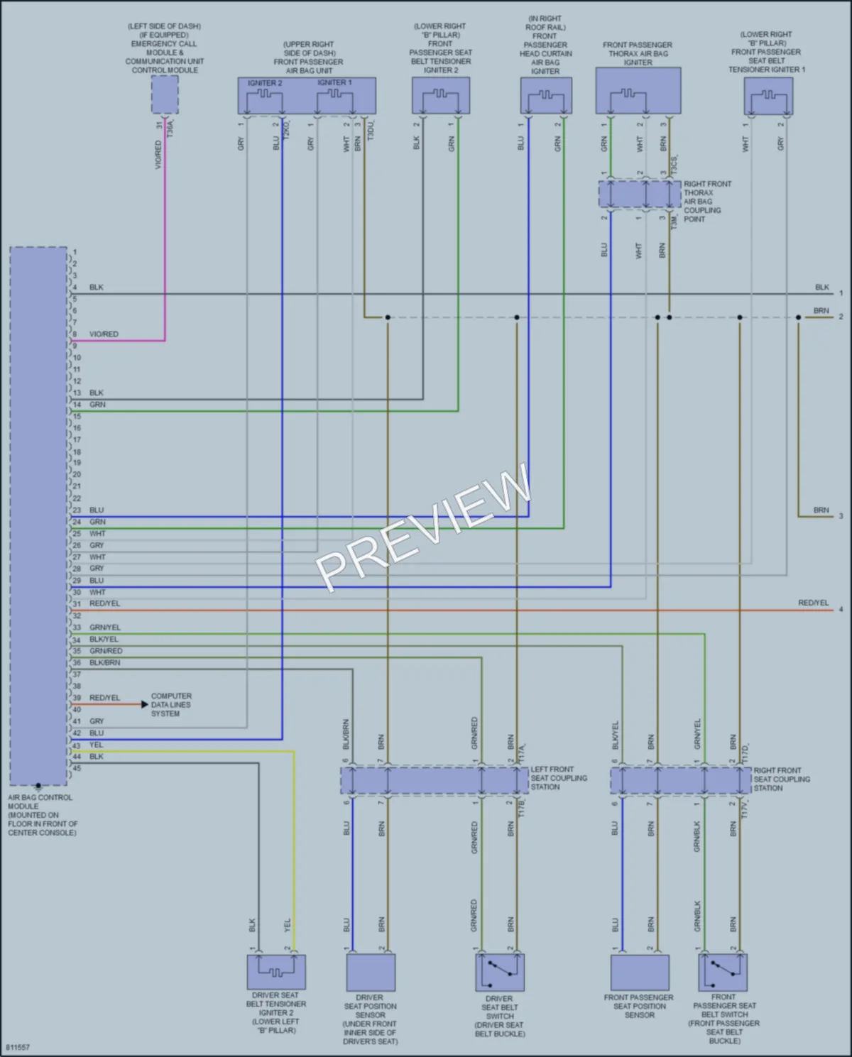 2022 Volkswagen Tiguan Supplemental Restraints wiring diagram preview