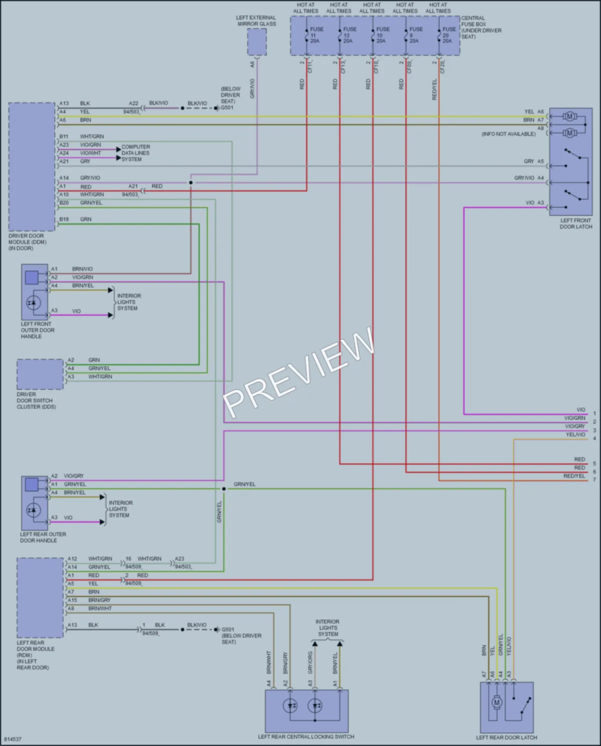 2022 Volvo XC40 Power Door Locks wiring diagram preview