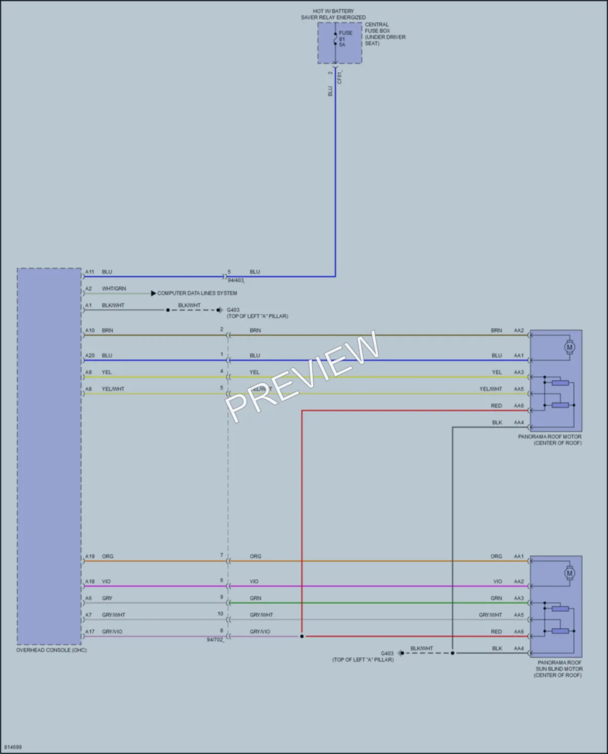 2022 Volvo XC40 Power Top Sunroof wiring diagram preview