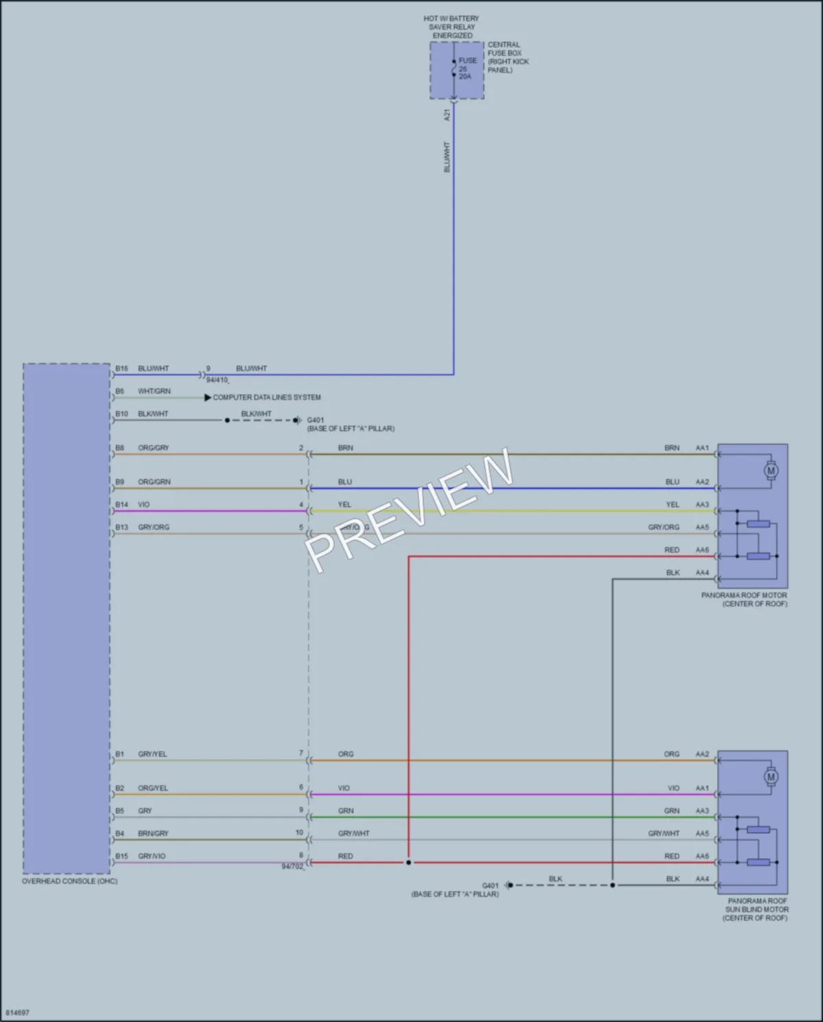 2022 Volvo XC60 Power Top Sunroof wiring diagram preview