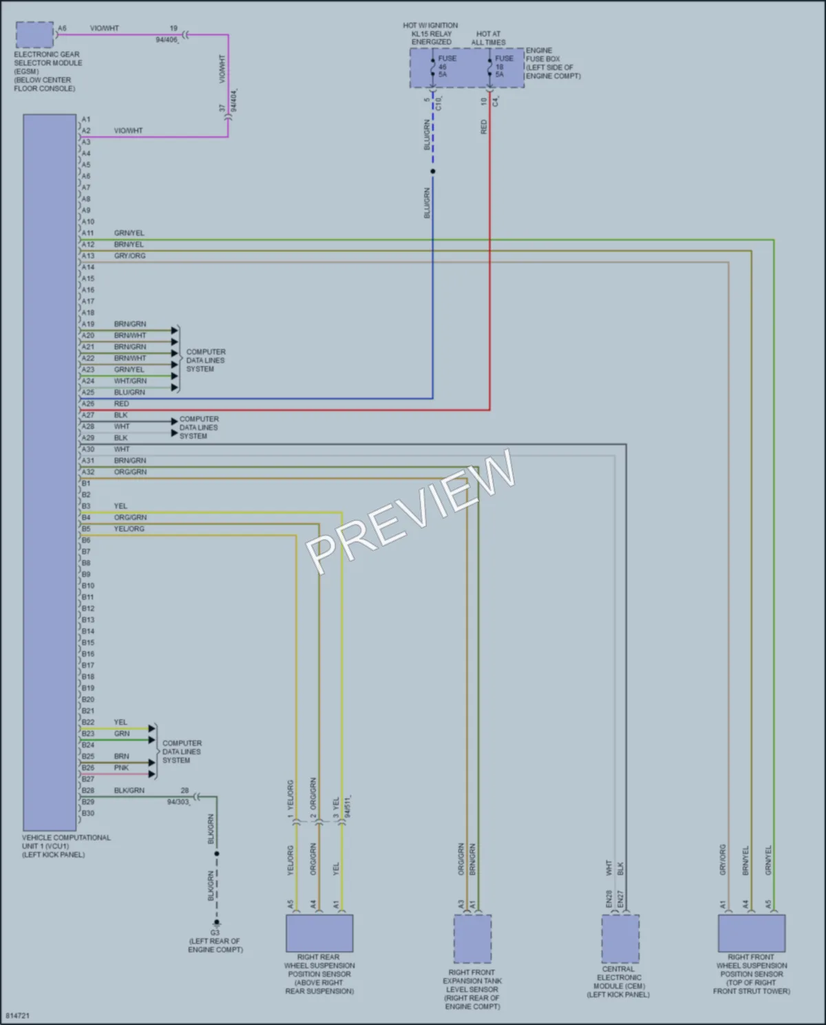 2022 Volvo XC60PlugIn Electronic Suspension wiring diagram preview