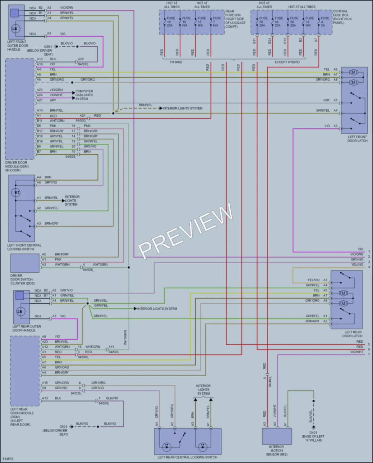 2022 Volvo XC90PlugIn Power Door Locks wiring diagram preview