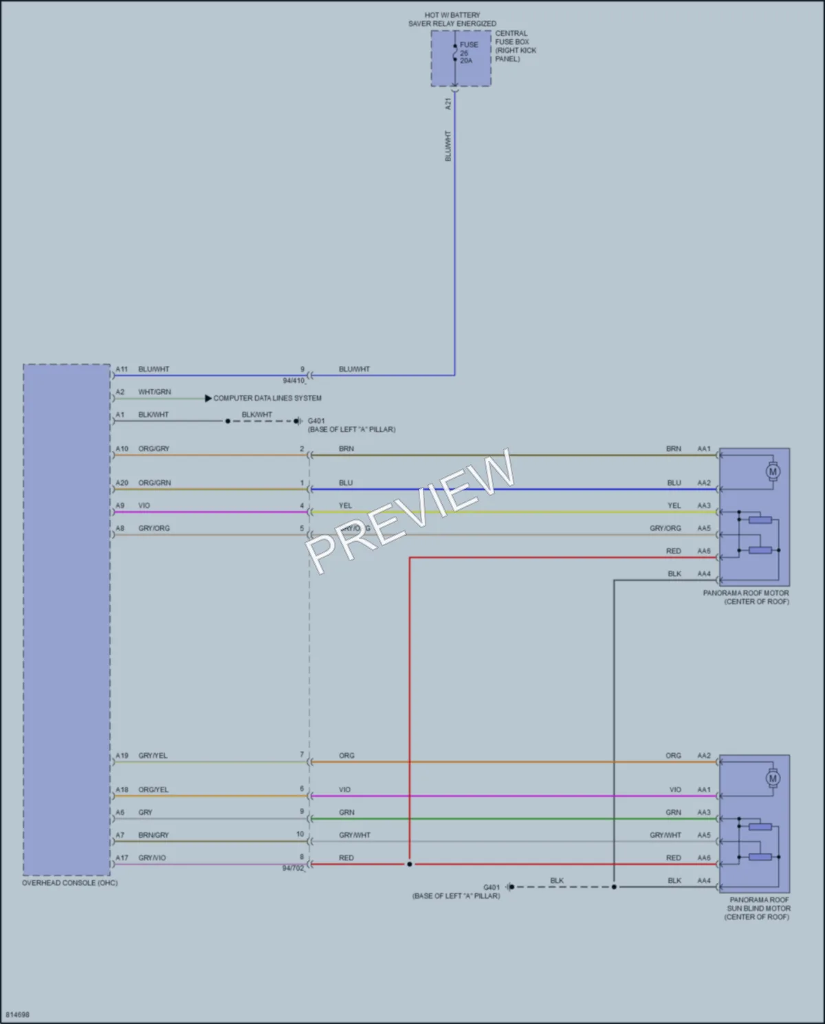 2022 Volvo XC90PlugIn Power Top Sunroof wiring diagram preview
