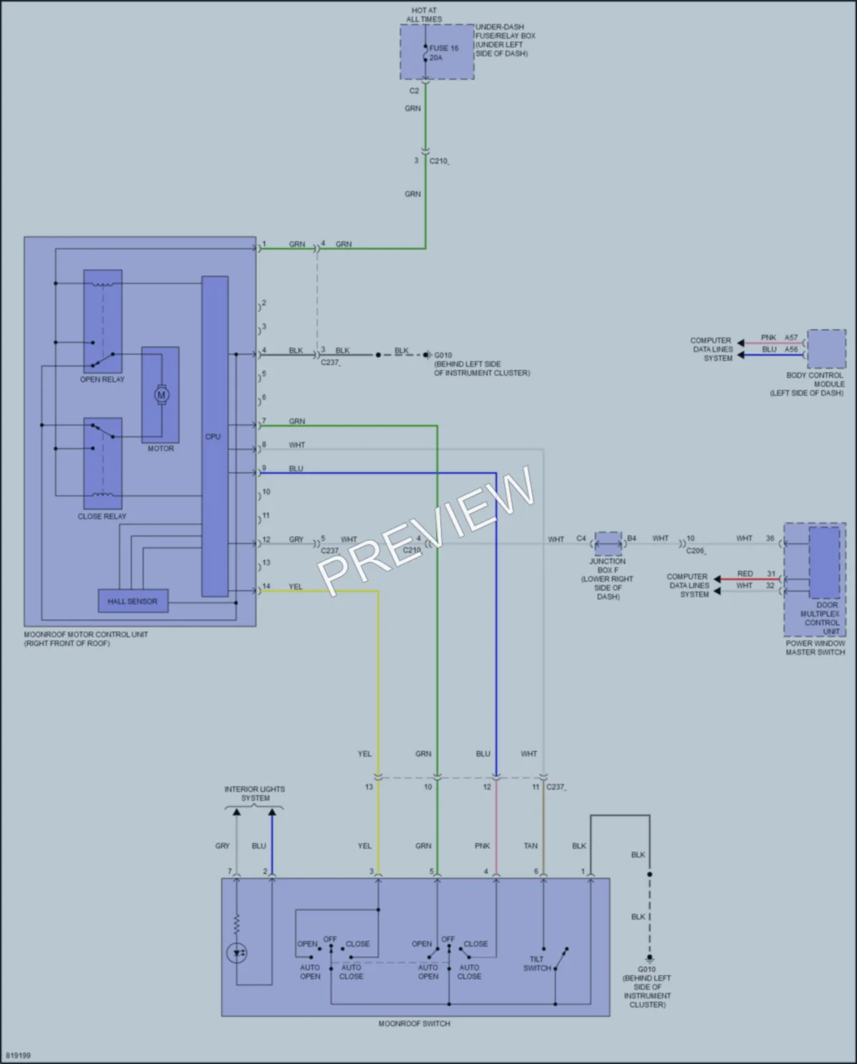 2023 Acura Integra Power Top Sunroof wiring diagram preview