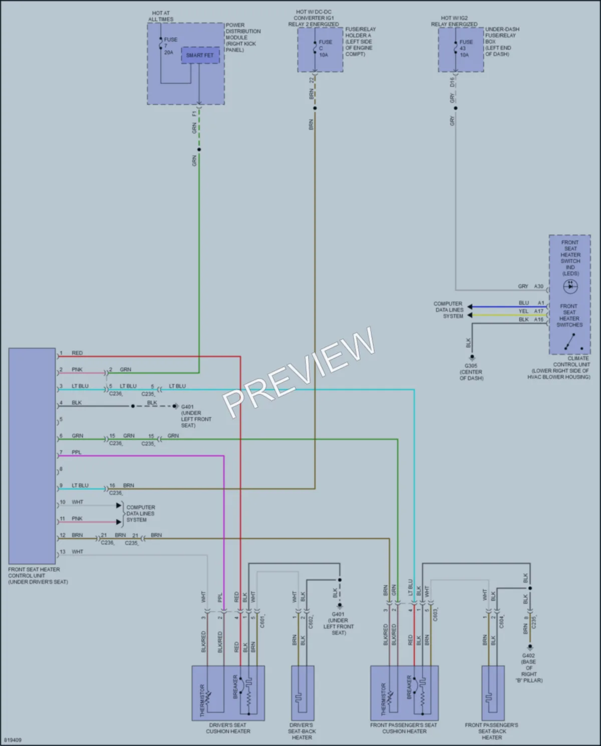 2023 Acura MDX Power Seats wiring diagram preview
