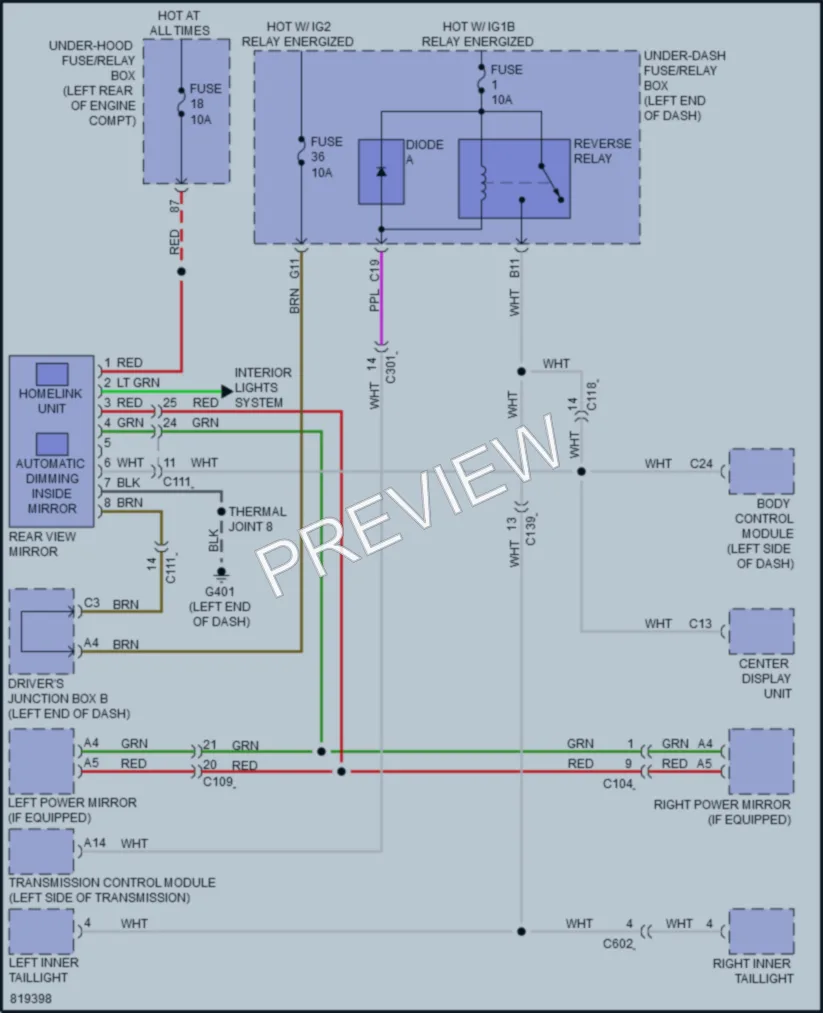 2023 Acura RDX Power Mirrors wiring diagram preview