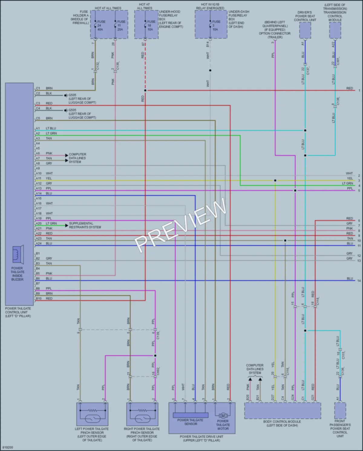 2023 Acura RDX Trunk Tailgate Fuel Door wiring diagram preview
