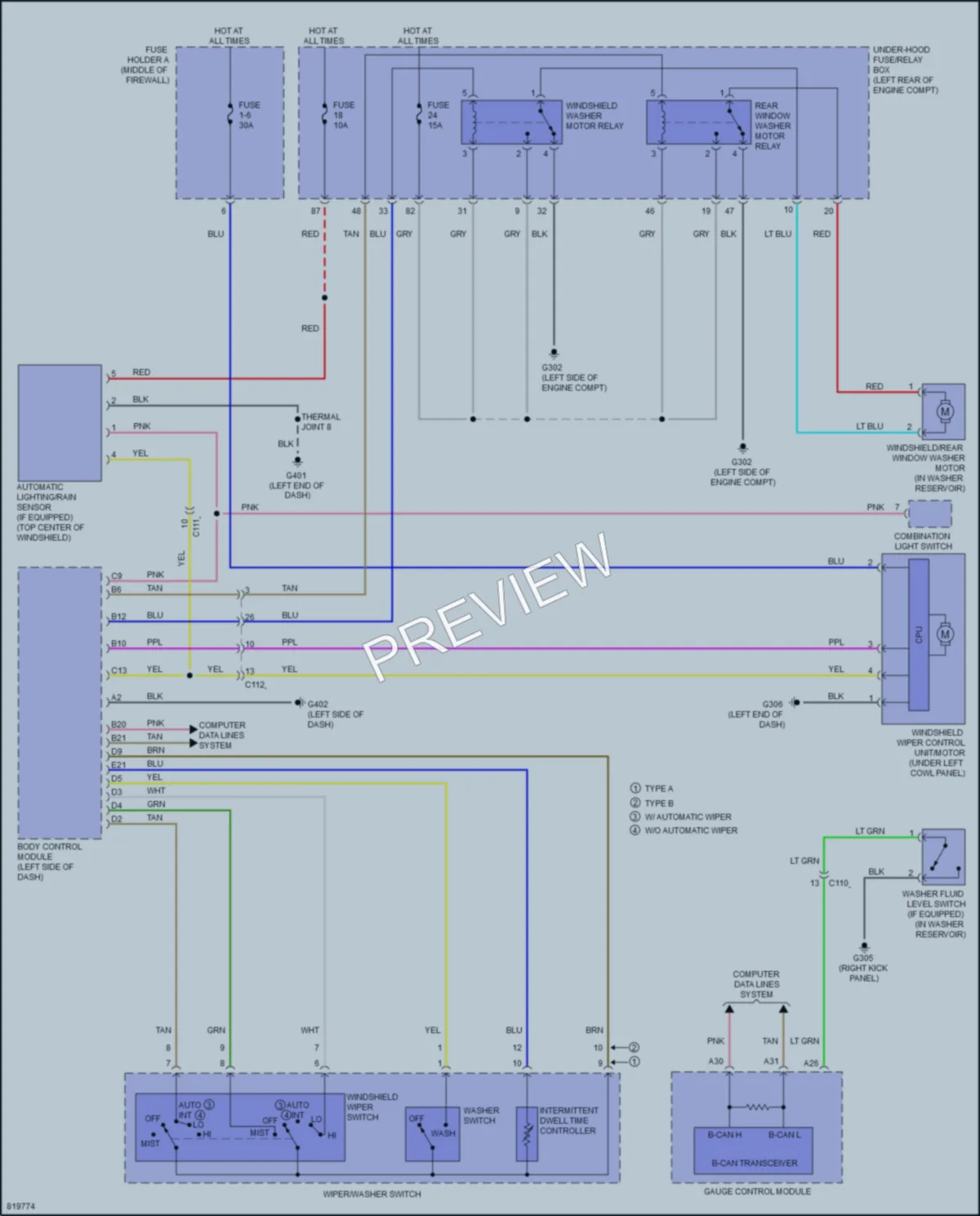 2023 Acura RDX Wiper Washer wiring diagram preview