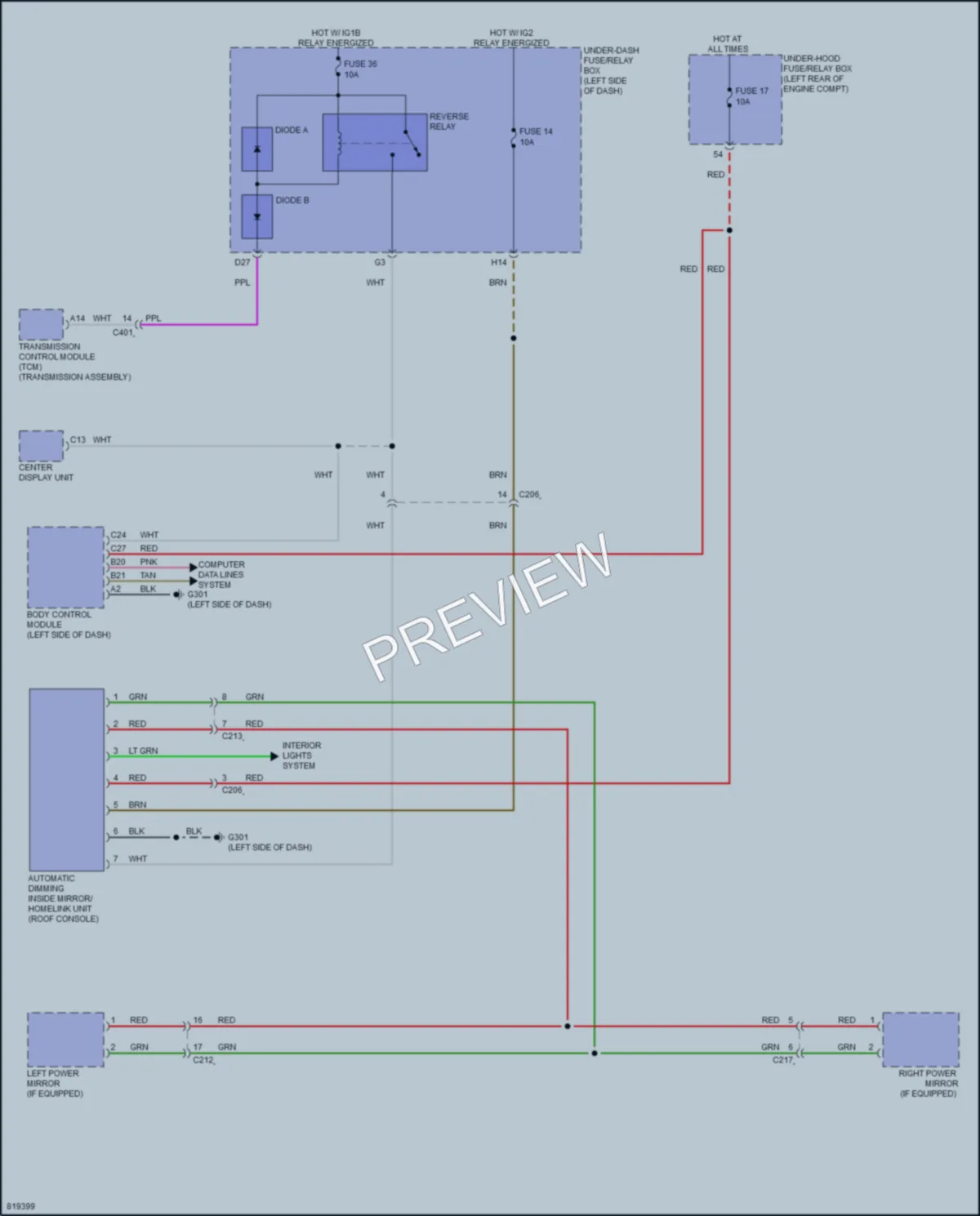 2023 Acura TLX Power Mirrors wiring diagram preview