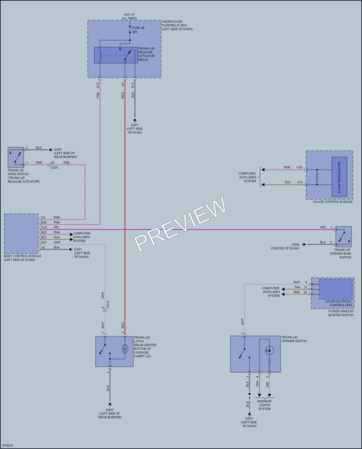 2023 Acura TLX Trunk Tailgate Fuel Door wiring diagram preview