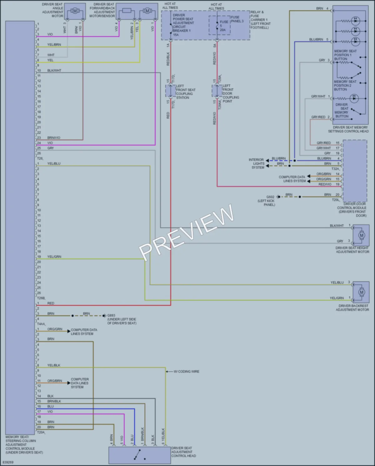 2023 Audi A4 Memory Systems wiring diagram preview