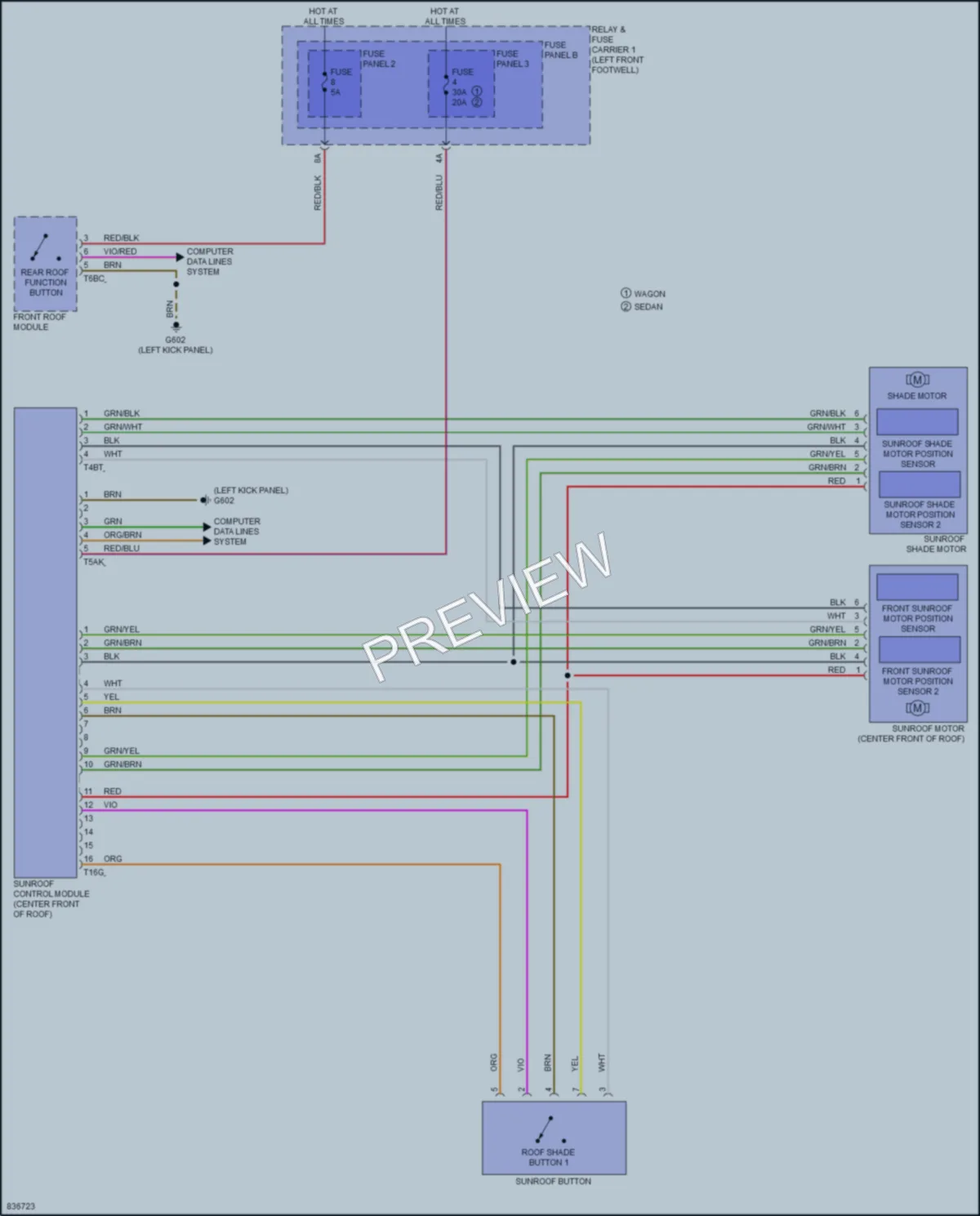 2023 Audi A4allroad Power Top Sunroof wiring diagram preview