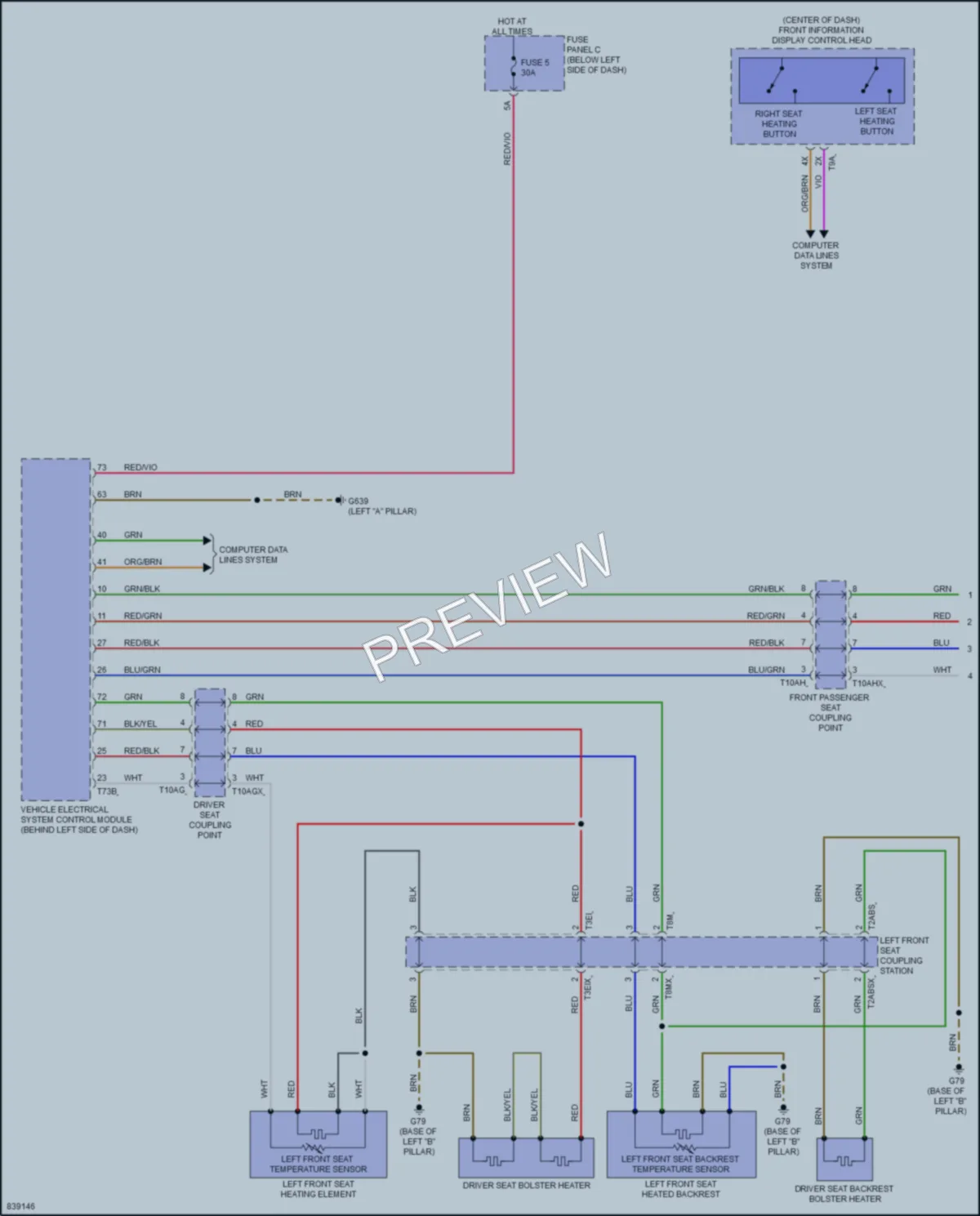 2023 Audi A8L Power Seats wiring diagram preview