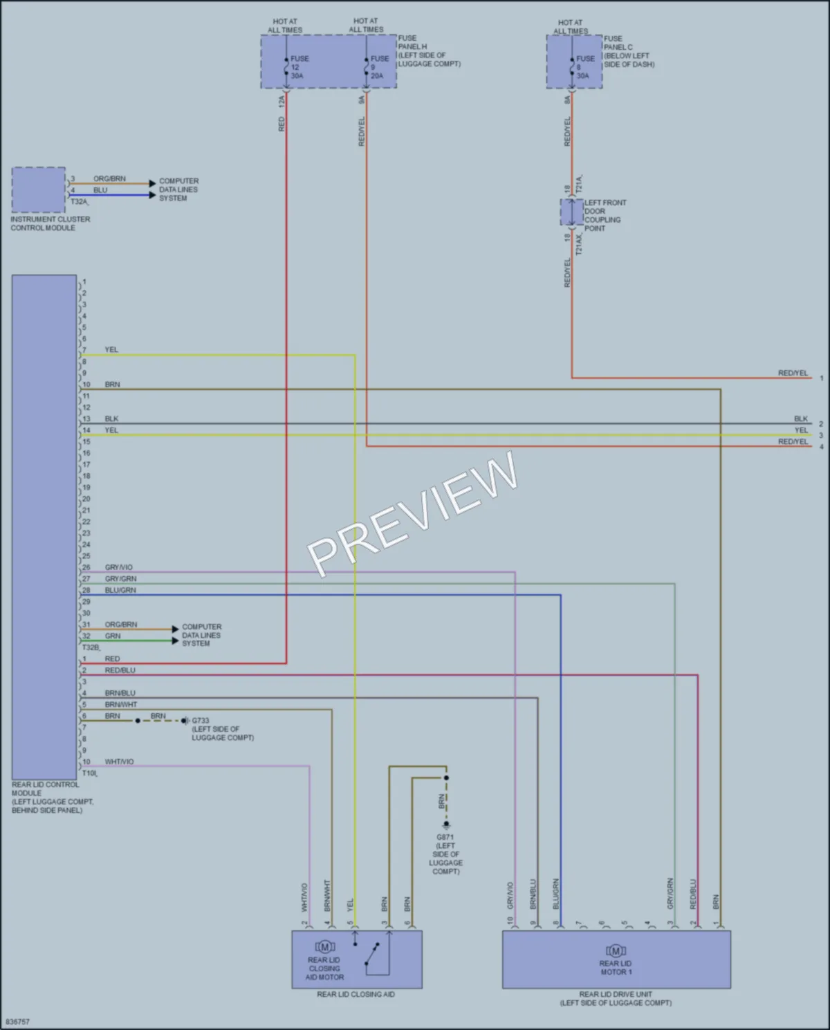 2023 Audi A8L Trunk Tailgate Fuel Door wiring diagram preview