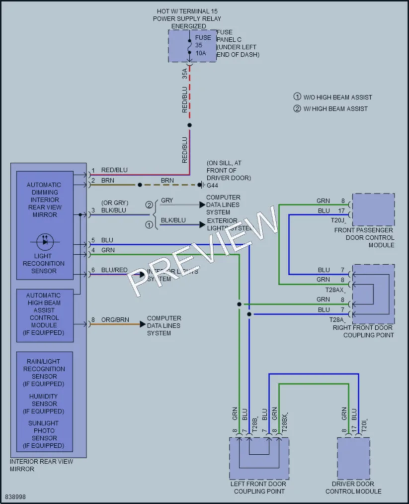 2023 Audi Q3 Power Mirrors wiring diagram preview