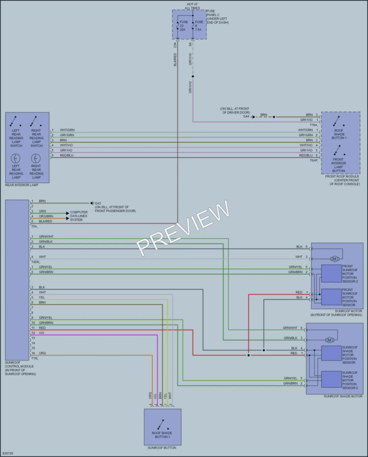 2023 Audi Q3 Power Top Sunroof wiring diagram preview