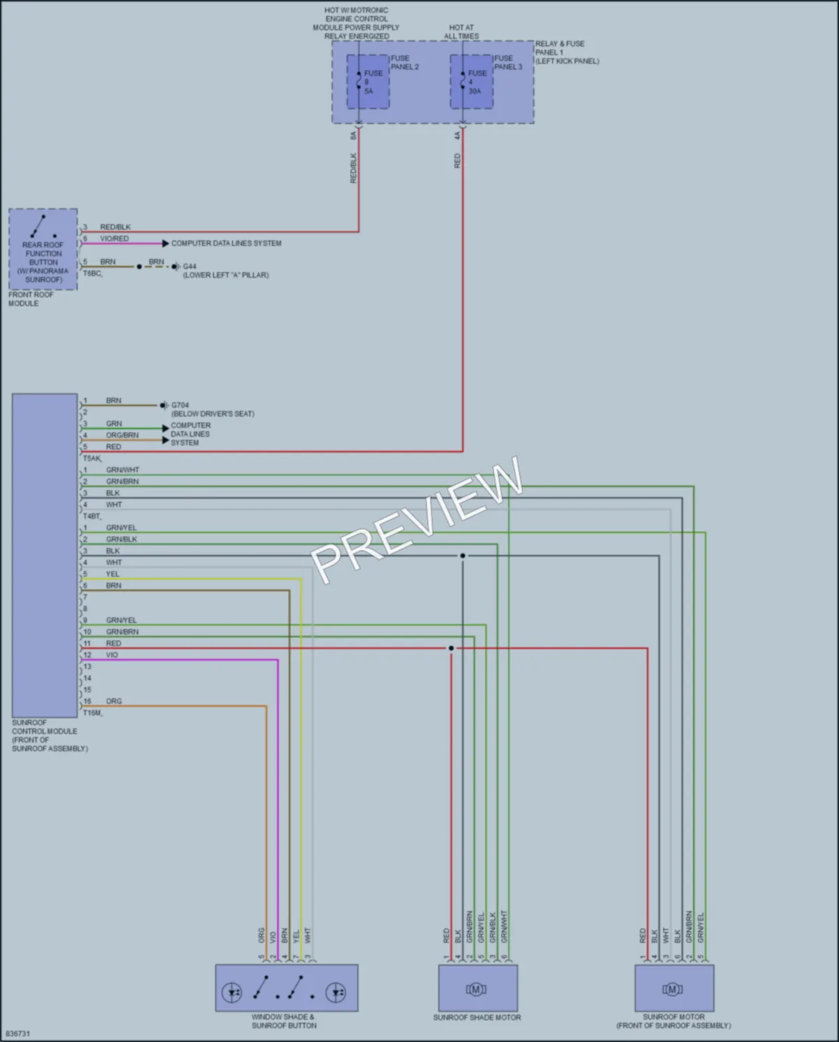 2023 Audi Q5 Power Top Sunroof wiring diagram preview