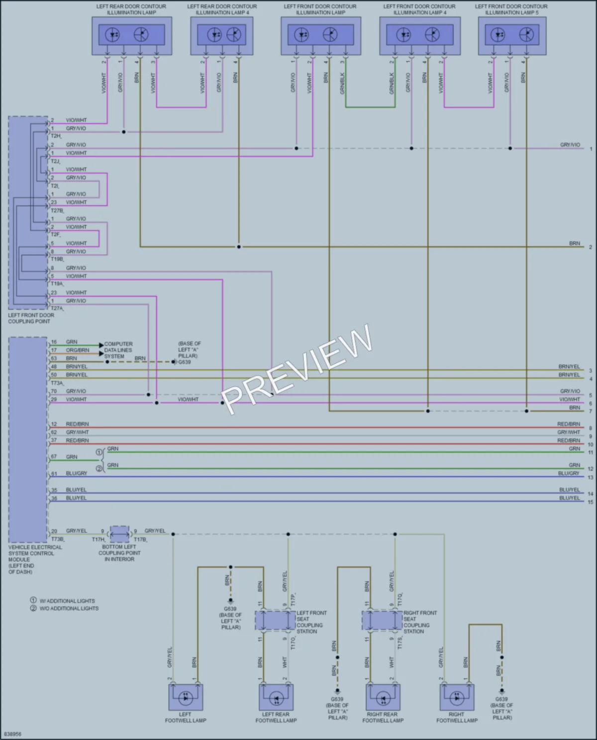 2023 Audi RS3 Interior Lights wiring diagram preview
