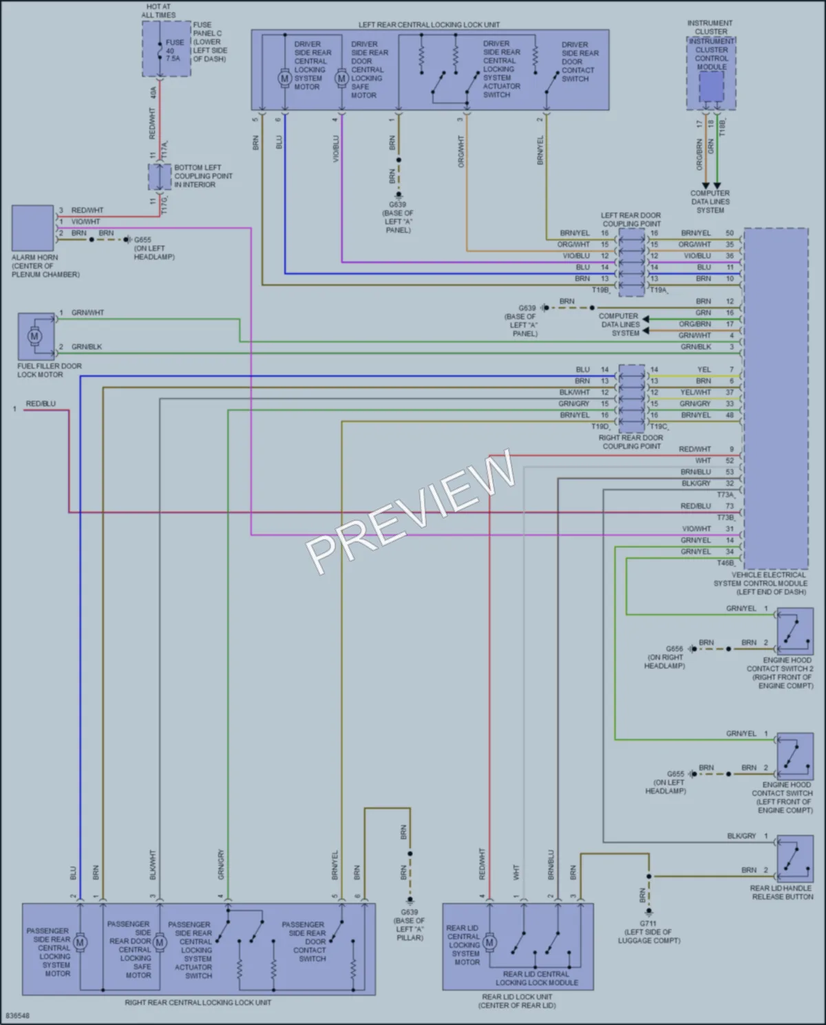 2023 Audi RS3 Power Door Locks wiring diagram preview