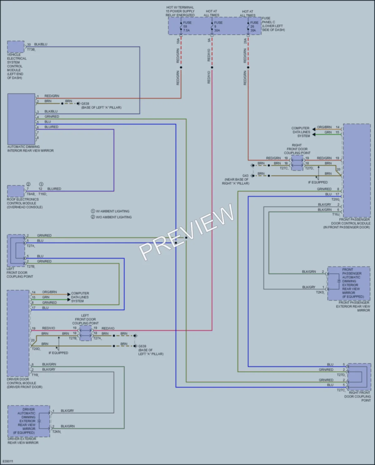 2023 Audi RS3 Power Mirrors wiring diagram preview