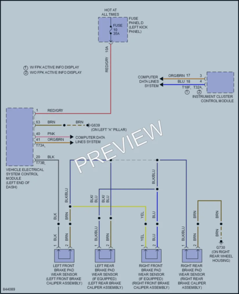 2023 Audi RS6 Warning Systems wiring diagram preview