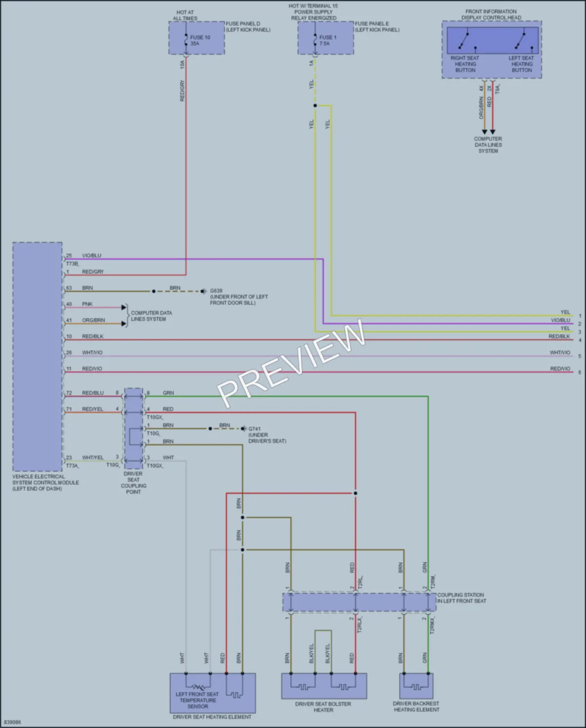2023 Audi RS7 Power Seats wiring diagram preview