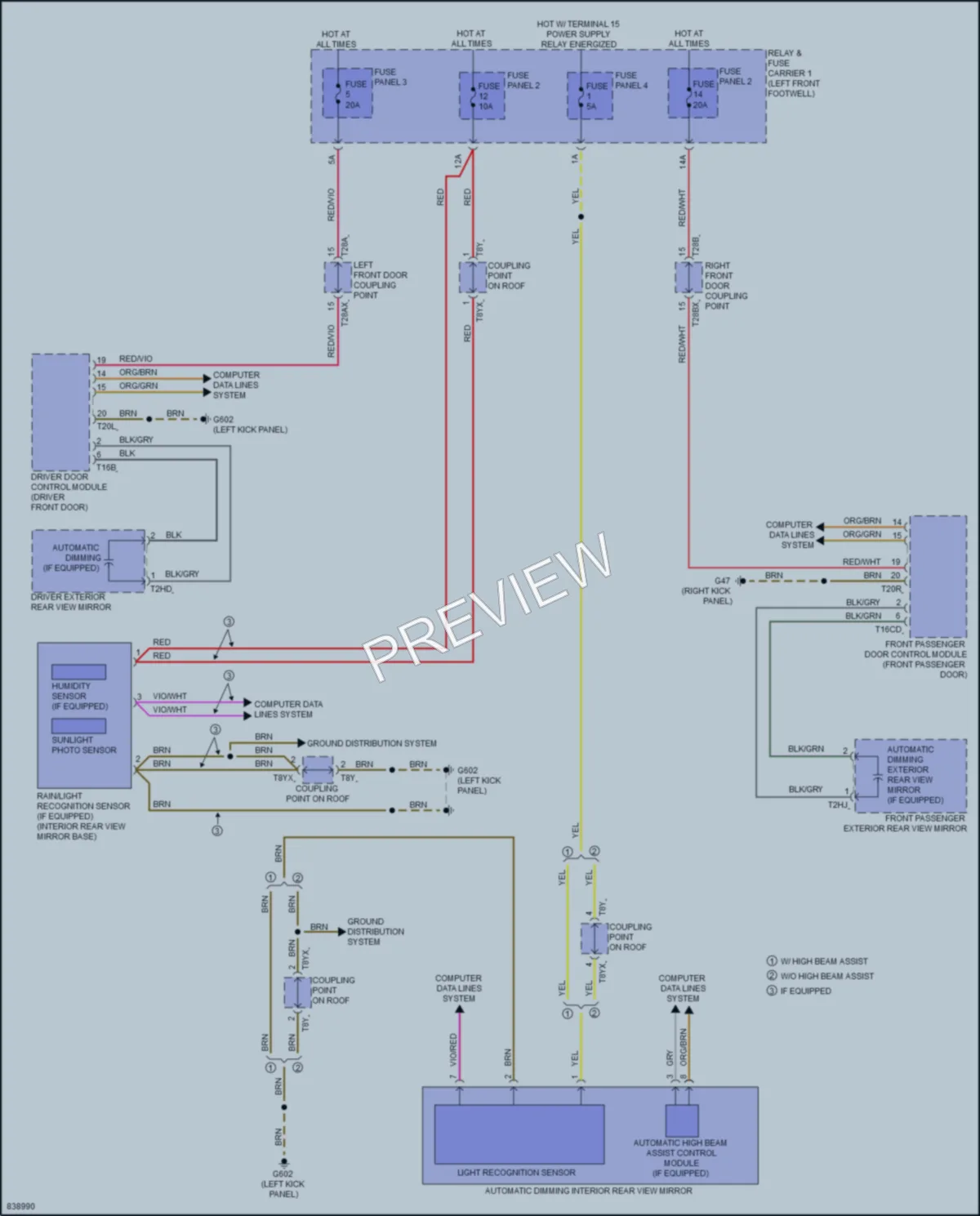 2023 Audi S4 Power Mirrors wiring diagram preview