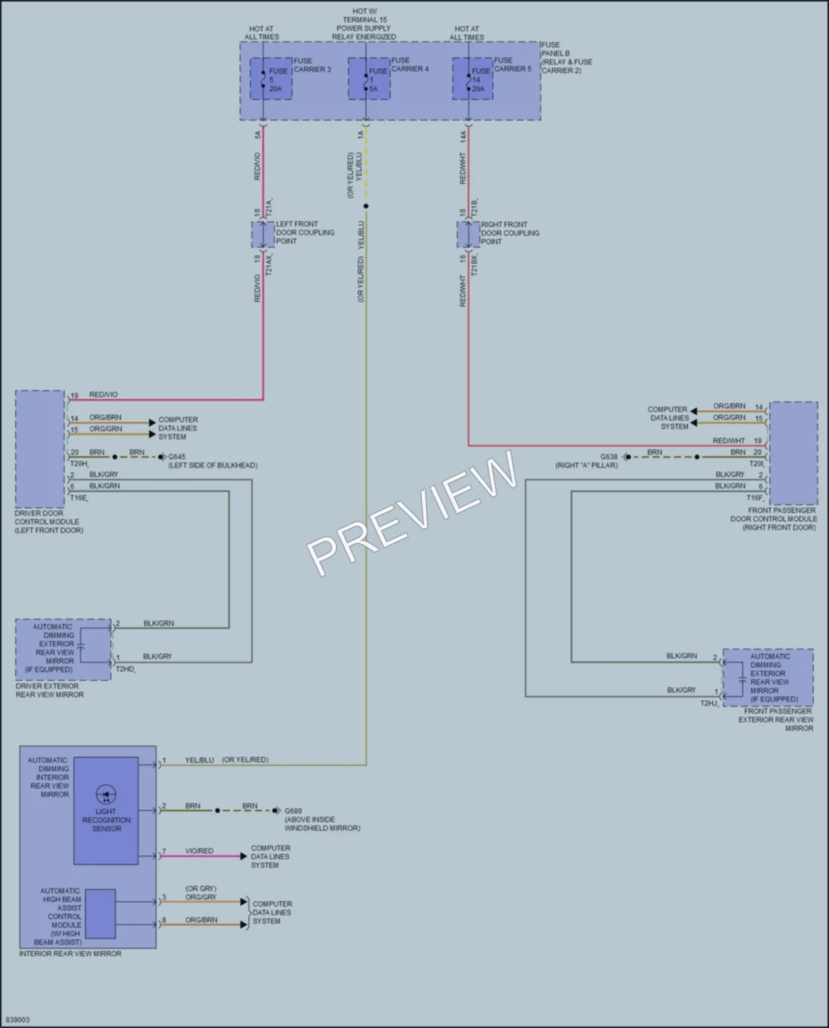 2023 Audi SQ7 Power Mirrors wiring diagram preview