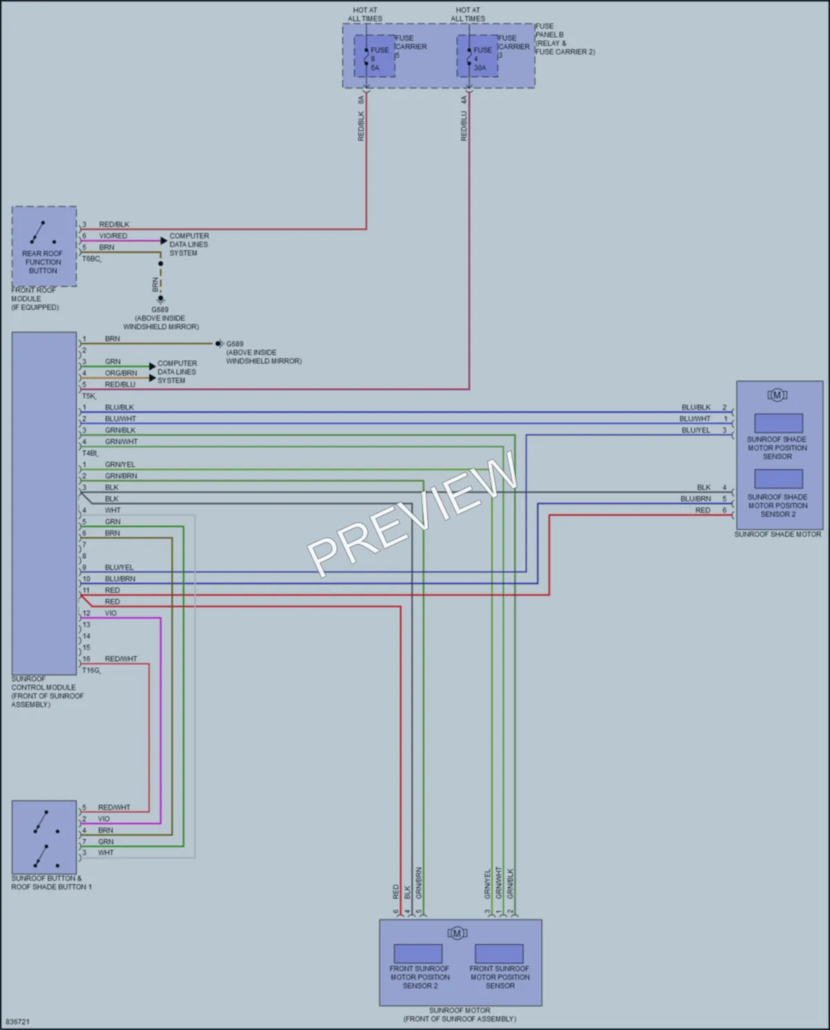 2023 Audi SQ7 Power Top Sunroof wiring diagram preview