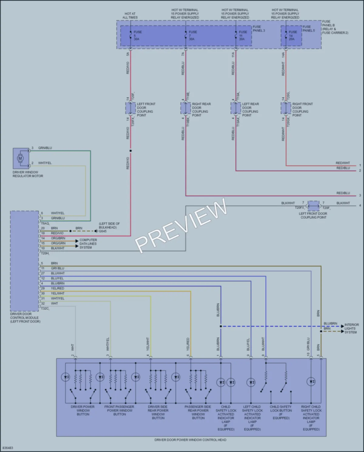 2023 Audi SQ7 Power Windows wiring diagram preview