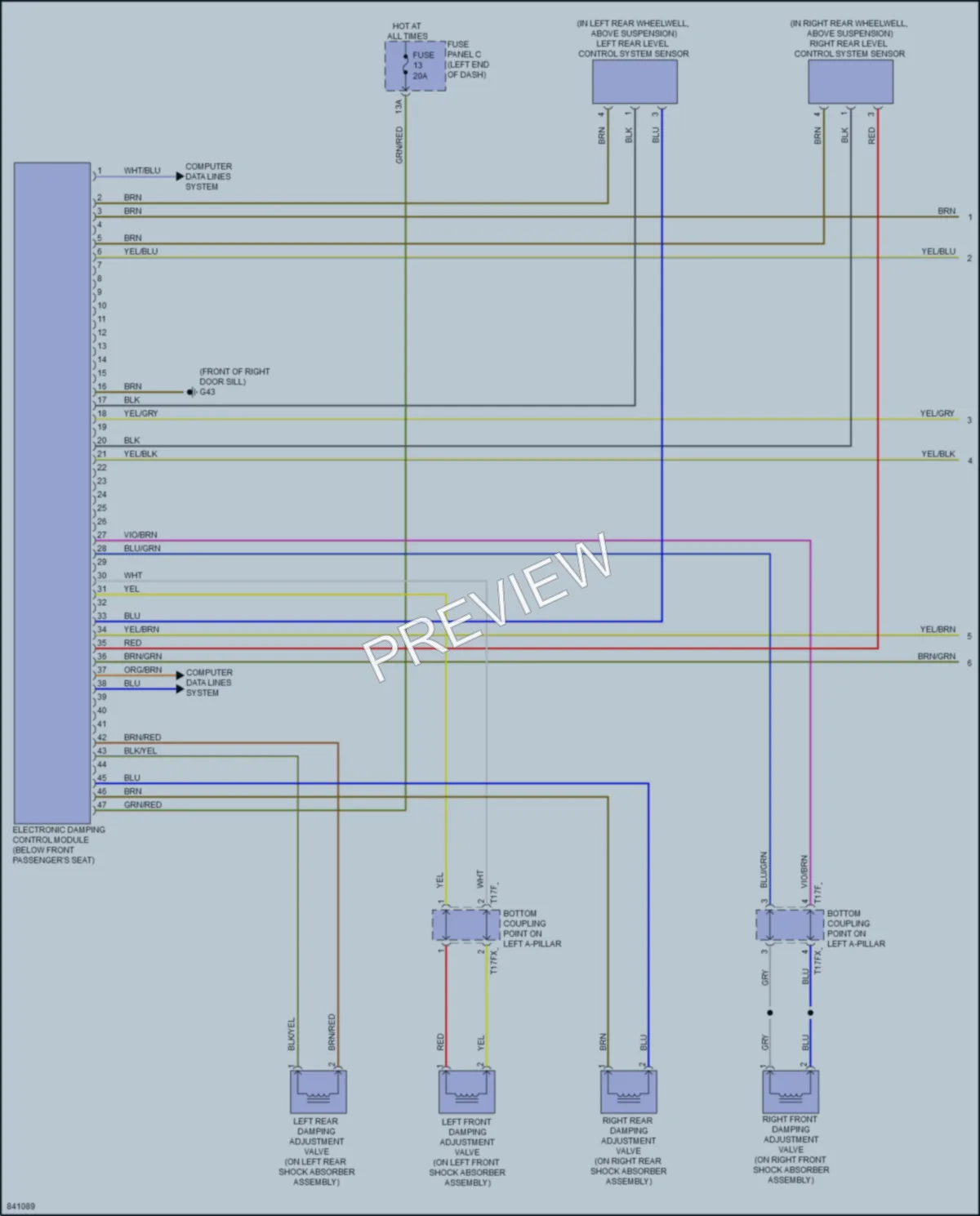 2023 Audi TT Electronic Suspension wiring diagram preview