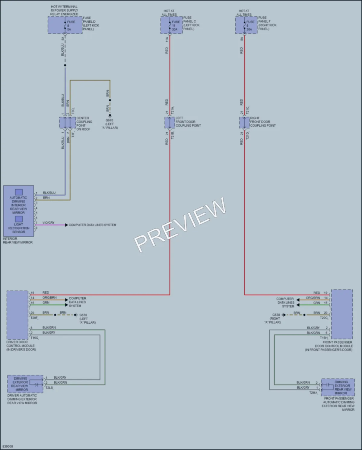 2023 Audi etronGT Power Mirrors wiring diagram preview