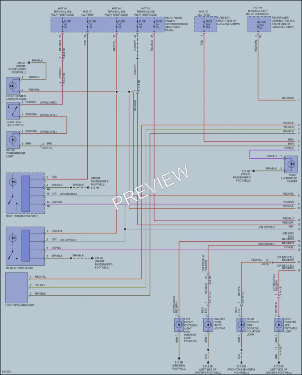 2023 BMW 330i Interior Lights wiring diagram preview