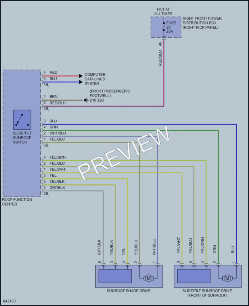 2023 BMW 330i Power Top Sunroof wiring diagram preview
