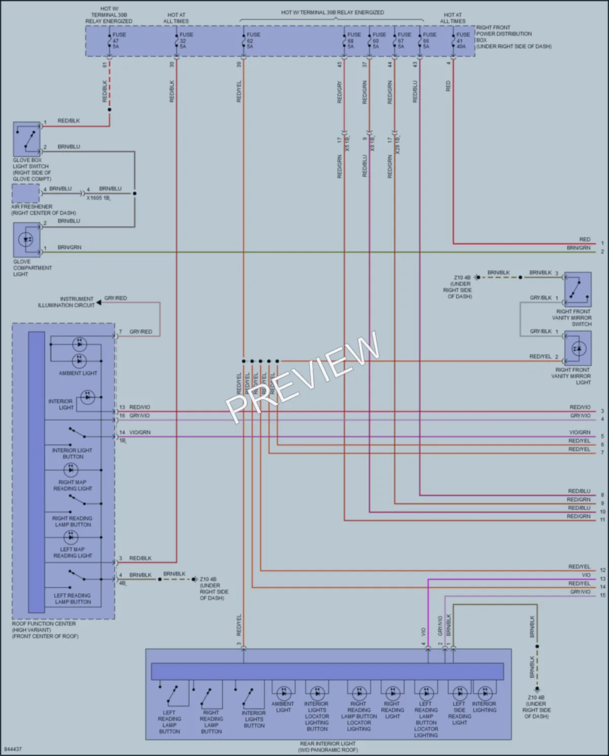 2023 BMW 530e Interior Lights wiring diagram preview