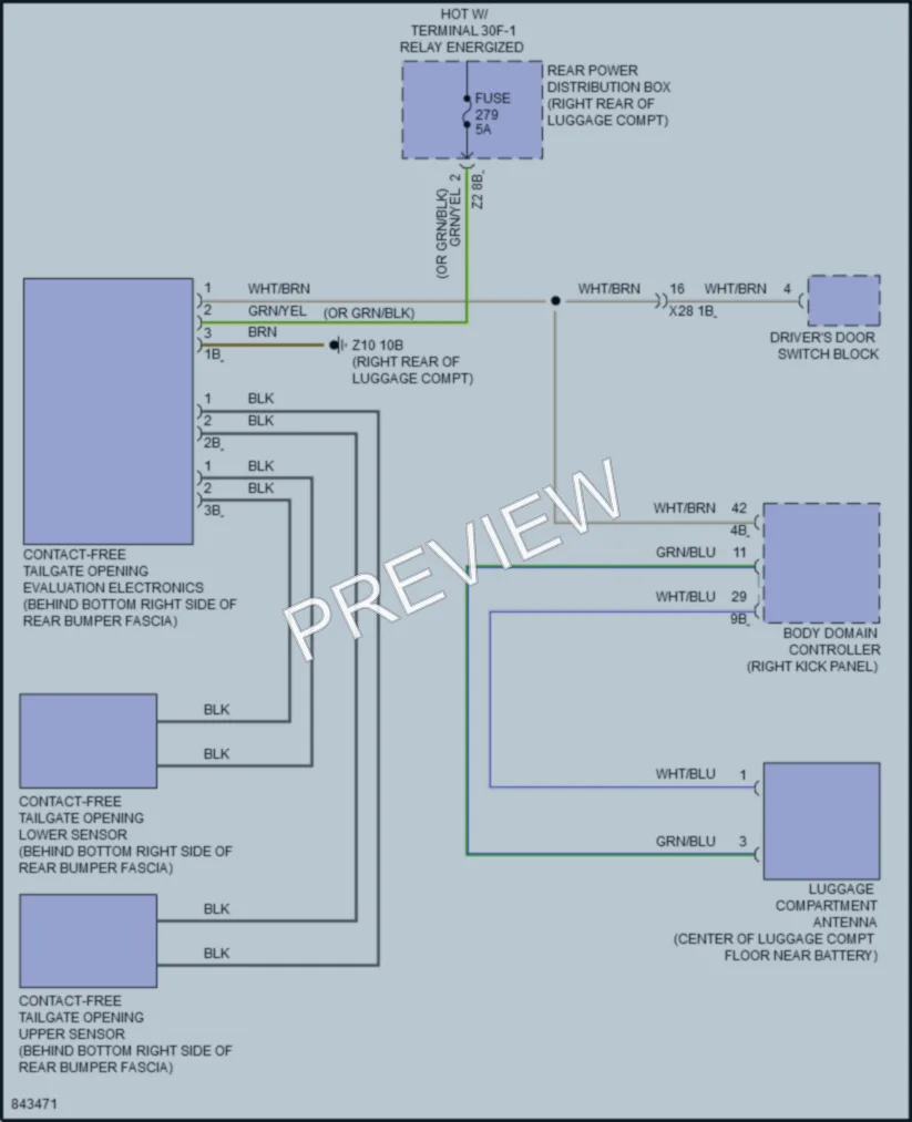 2023 BMW 530e Trunk Tailgate Fuel Door wiring diagram preview