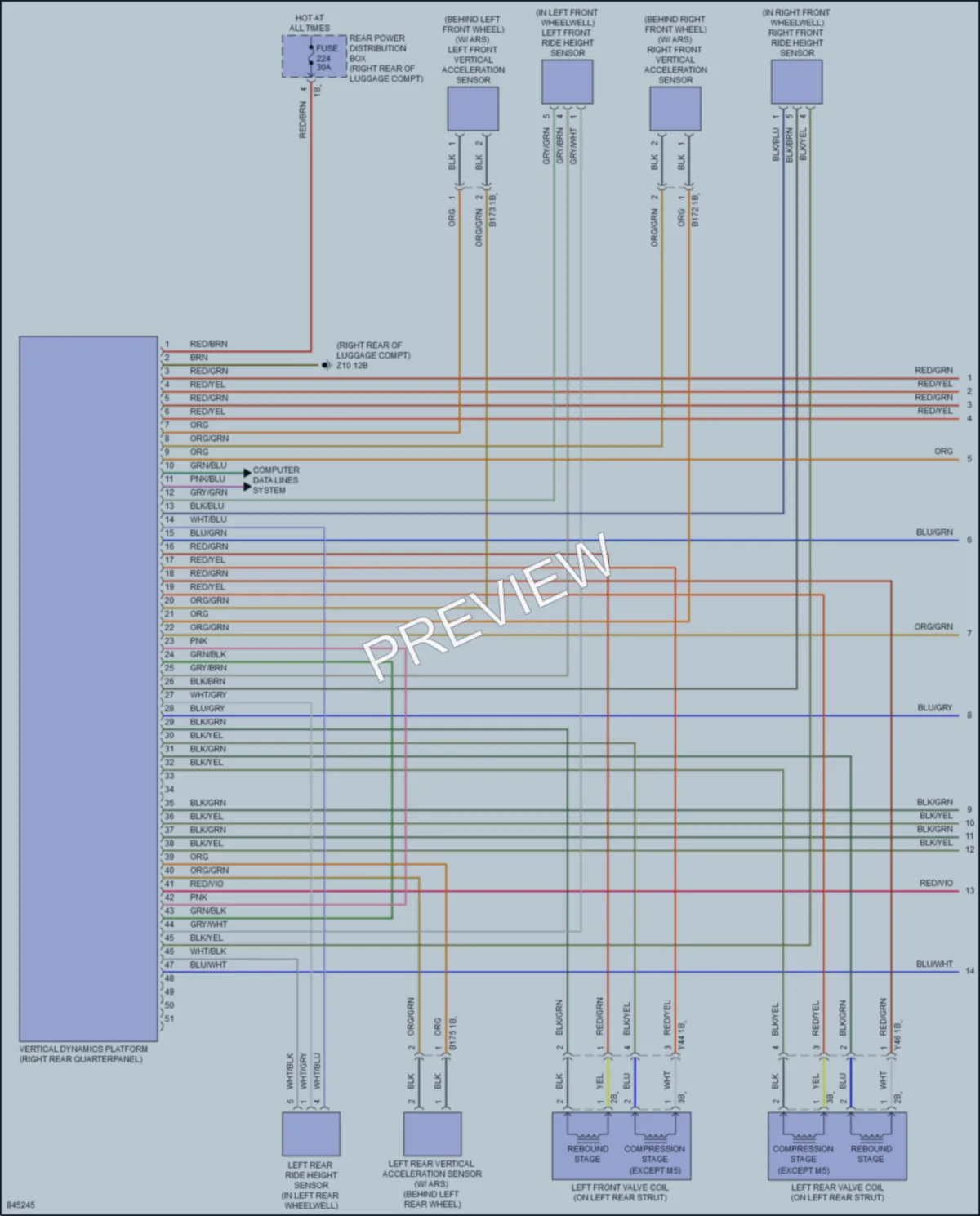 2023 BMW 530i Electronic Suspension wiring diagram preview