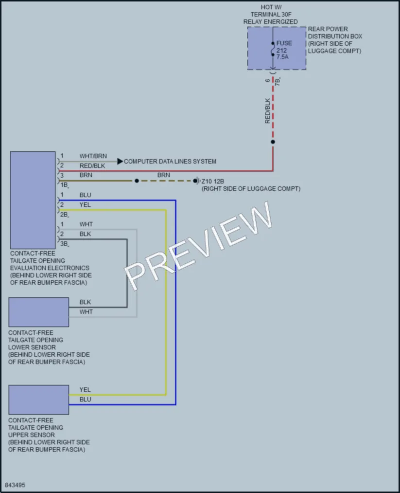 2023 BMW 740i Trunk Tailgate Fuel Door wiring diagram preview