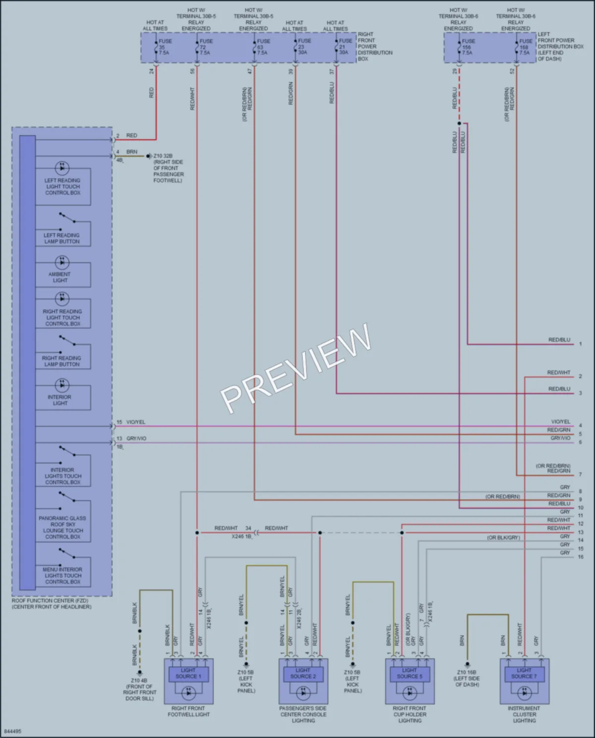 2023 BMW 760i Interior Lights wiring diagram preview