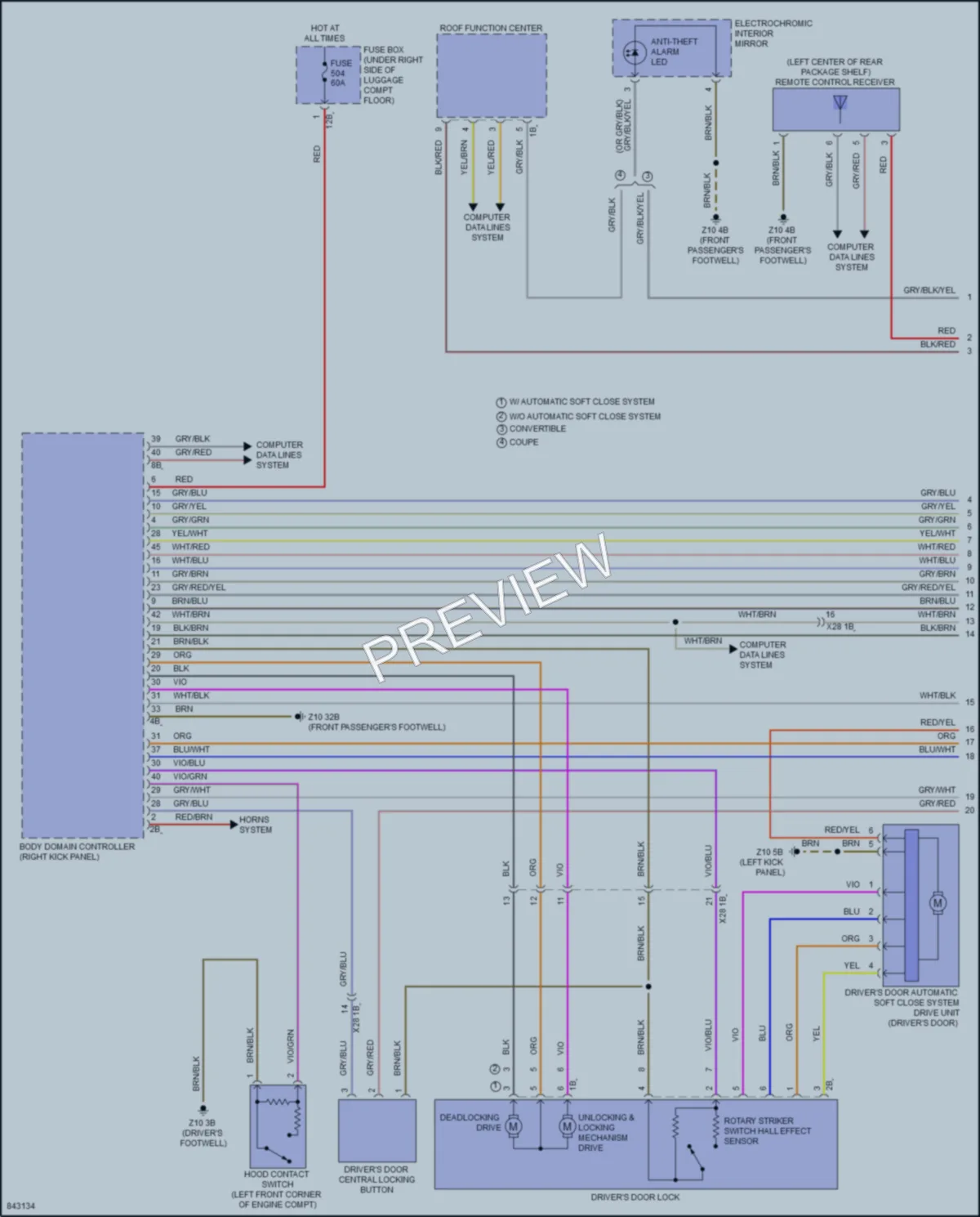 2023 BMW 840i Power Door Locks wiring diagram preview