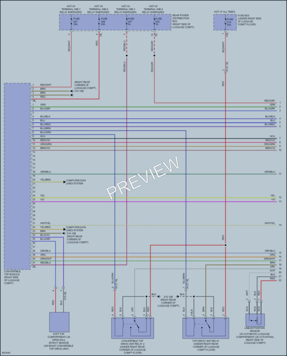 2023 BMW 840i Power Top Sunroof wiring diagram preview