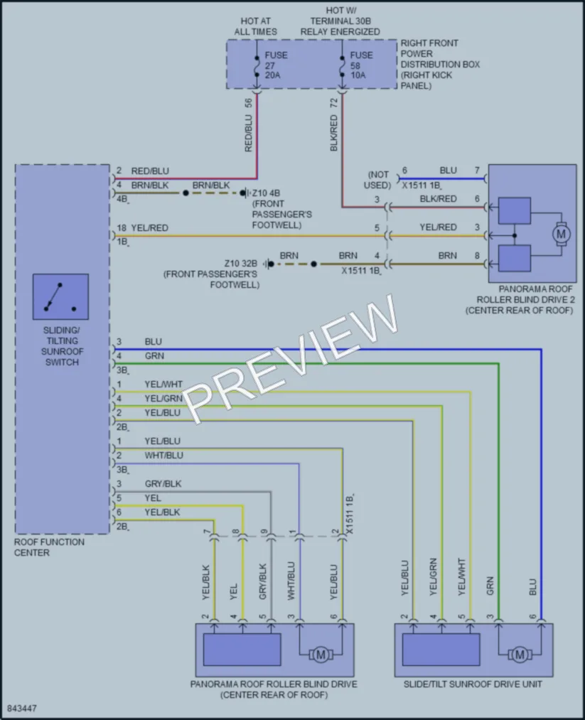 2023 BMW 840iGranCoupe Power Top Sunroof wiring diagram preview
