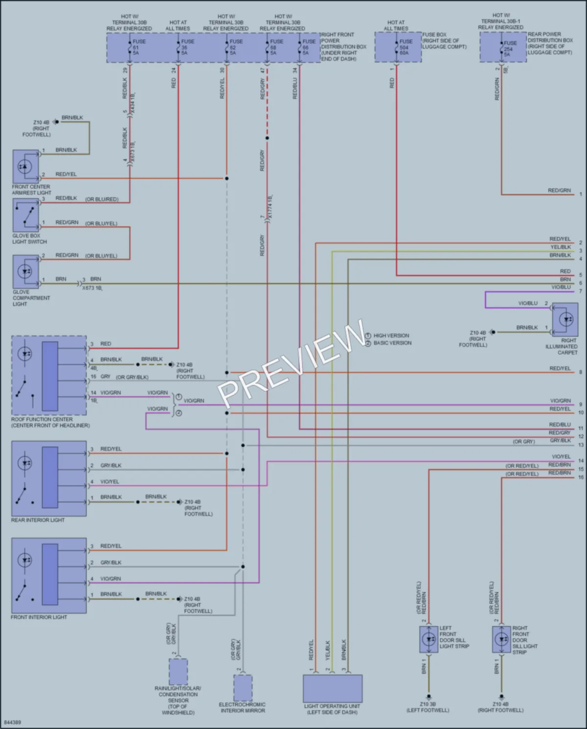 2023 BMW M4 Interior Lights wiring diagram preview