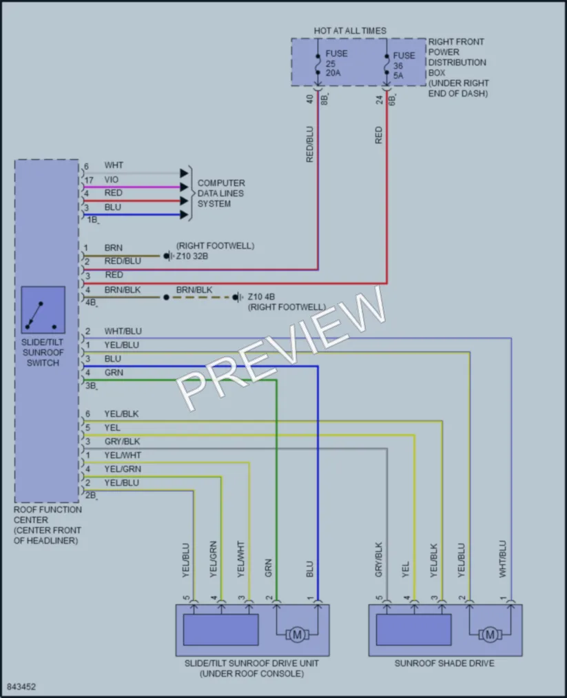 2023 BMW M440iGranCoupe Power Top Sunroof wiring diagram preview