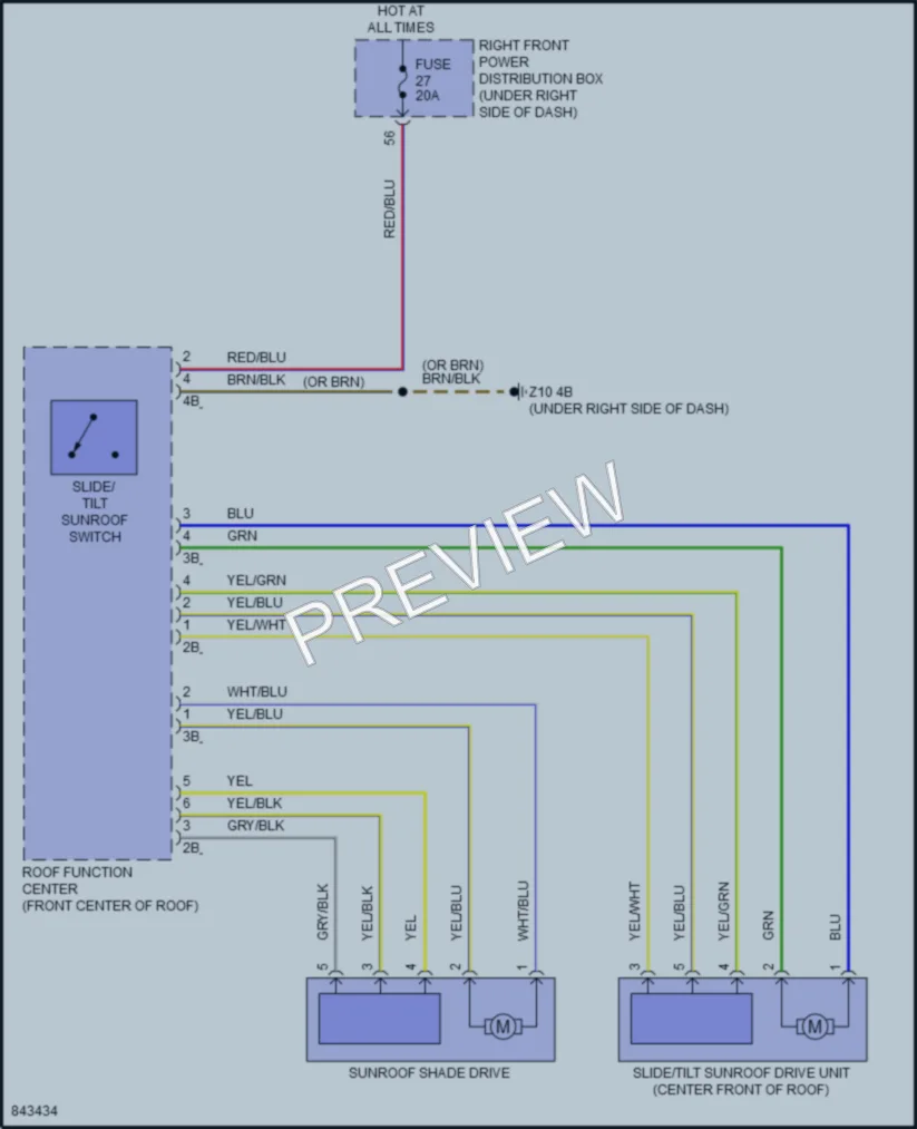 2023 BMW M550i Power Top Sunroof wiring diagram preview
