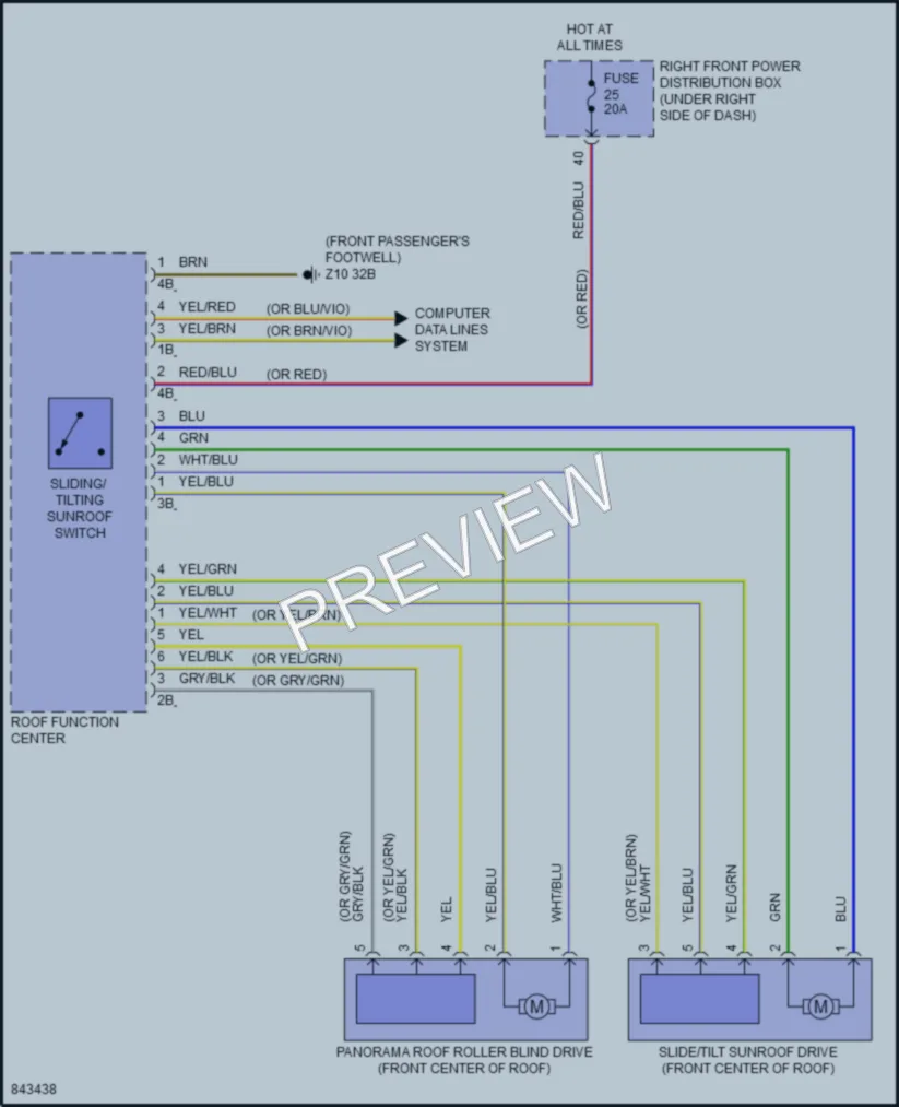 2023 BMW X5M Power Top Sunroof wiring diagram preview