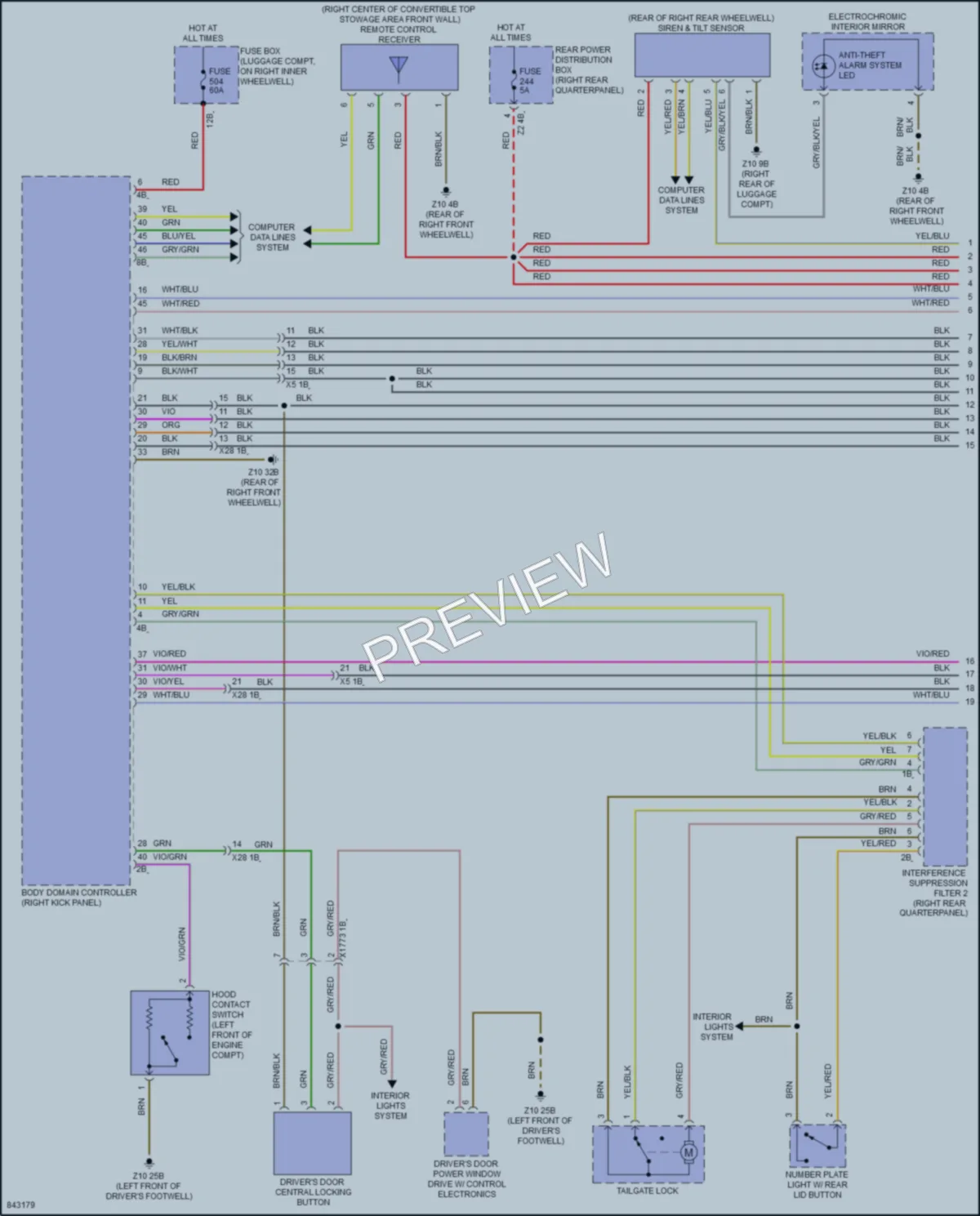 2023 BMW Z4 Power Door Locks wiring diagram preview